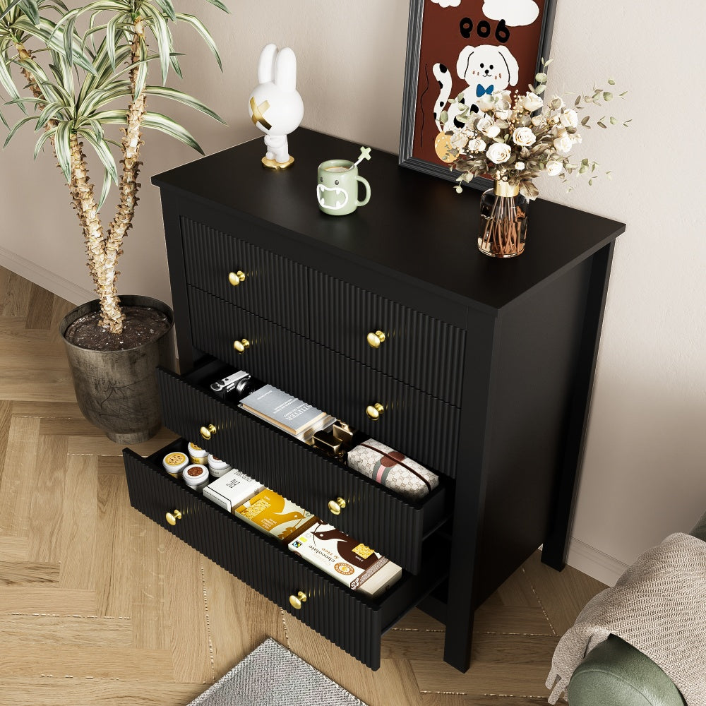 Modern Black Metal Sideboard with Golden-Toned Doors & 4-Drawer Front Cabinet - Heavy-Duty Non-Wood Storage Dresser, Shoe Cabinet for Living Room, Bedroom, Kitchen - -Standing Furniture (≥68.58cm Height, ≥5-Section Assemb