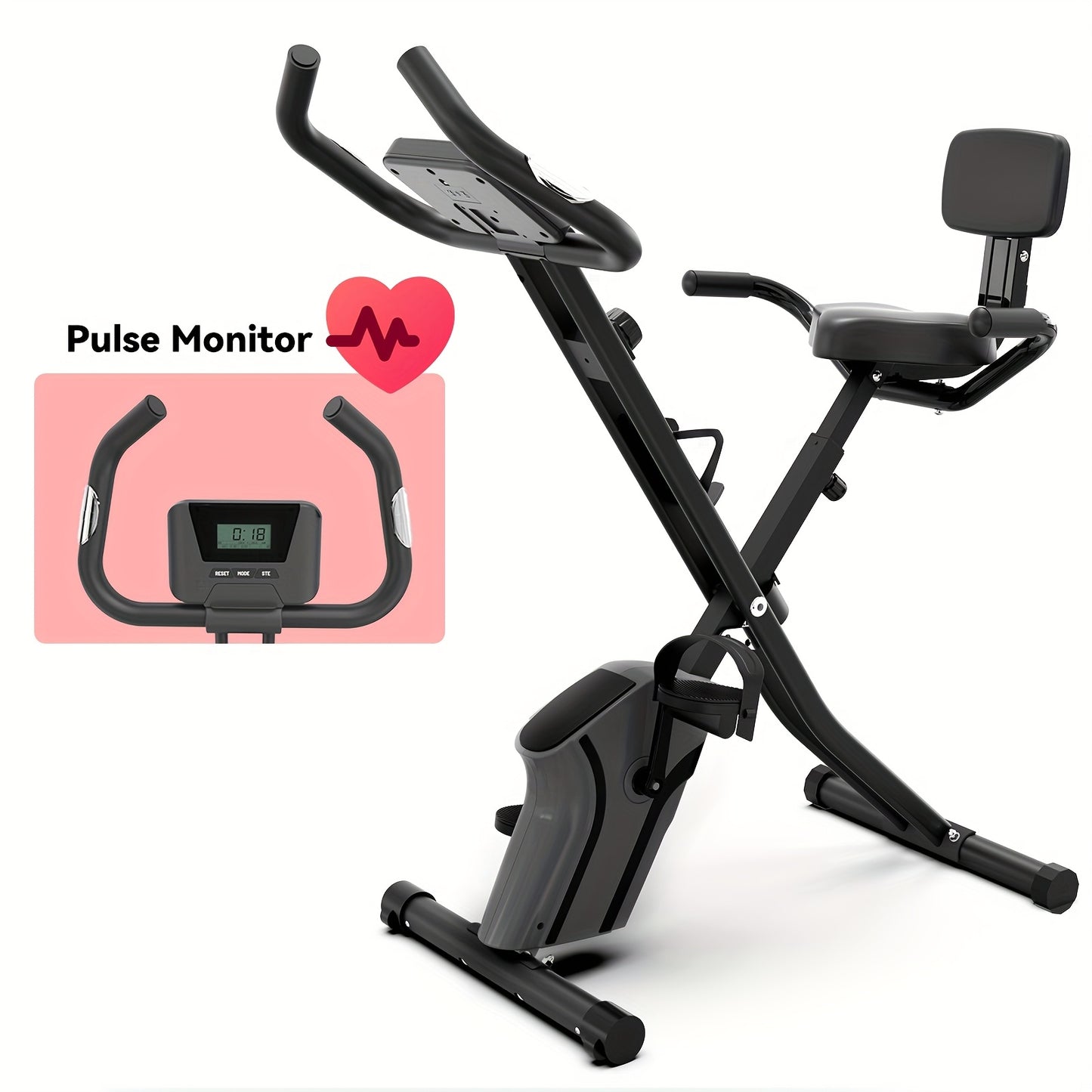 Opvouwbare Hometrainer – Fitnessfiets – Spinbike – Trainingsfiets – Magnetische Weerstand – 8 Instelbare Weerstandsniveaus – Multi-Functie Display – Zwart