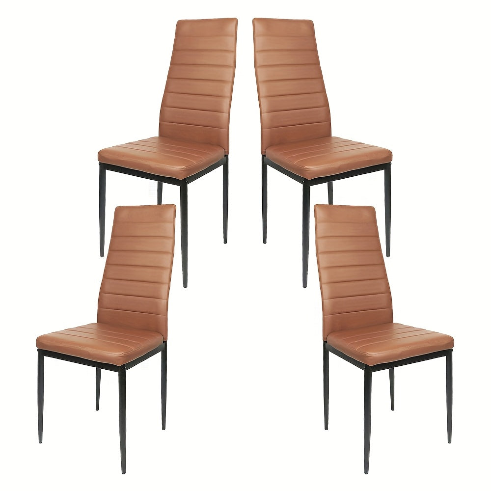 Eetkamerstoel – Keukenstoel – Lounge Stoel – Stoel – Zitstoel – Set Van 4 – Gestoffeerd Met Kunstleer – Stalen Poten – Comfortabel En Duurzaam – Afm. 42x48x45 cm