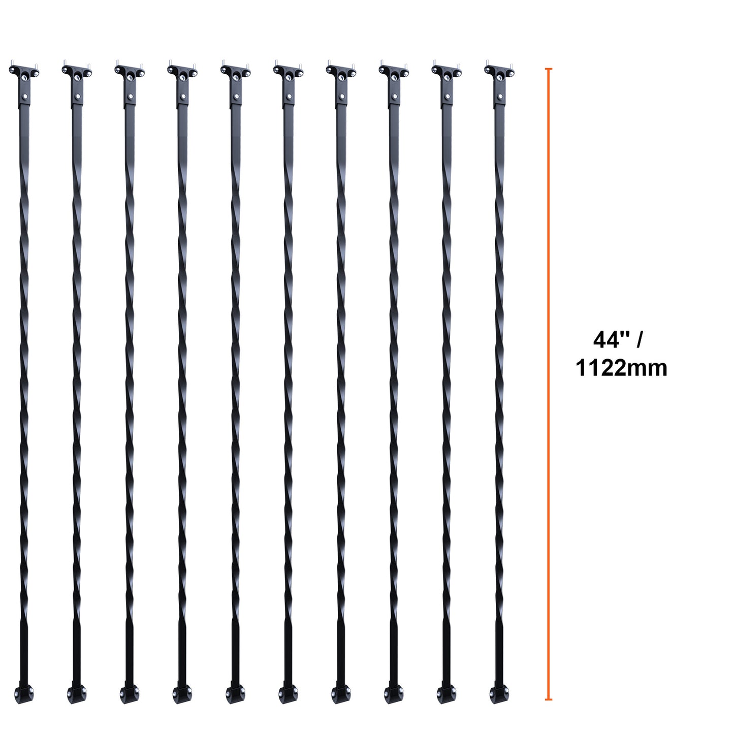 Metalen Balusters Trap – Balustrades Spijlen Leuning Spindels – 10-Delige Set – Gegalvaniseerd Staal – Mat Zwart – 112 cm Lang – Eenvoudig Montagemateriaal Inclusief