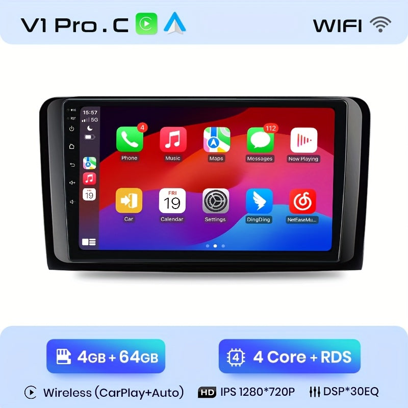 Multimedia Speler – Autoradio – Navigatiesysteem – Infotainmentsysteem – 2-DIN Unit – Draadloze CarPlay & Android Auto – 10-Inch IPS Scherm – 4GB RAM 64GB Opslag