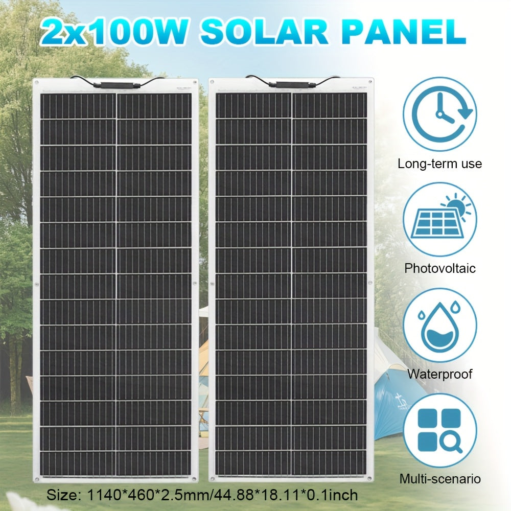 Zonnepaneel – Solar Panel – Zonnepanelen – Zonnecel – Zonne-energie – 200W Flexibel – 2x 100W Monokristallijn – Hoog Rendement – Weerbestendig & Duurzaam