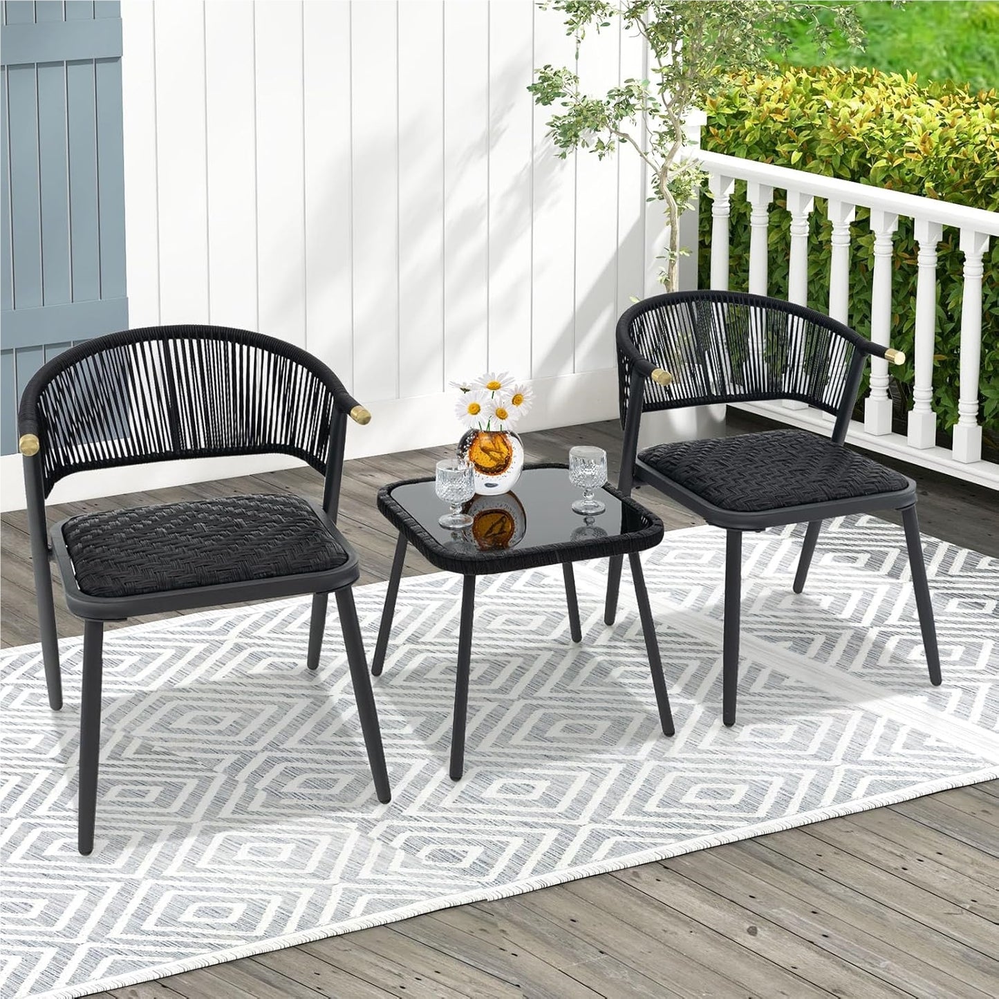 Rattan Tuinmeubelset – Balkonset – Tuinstoelen – Lounge Set – Terrasmeubilair – Sneldrogende Kussens – Weerbestendig PE-Rattan