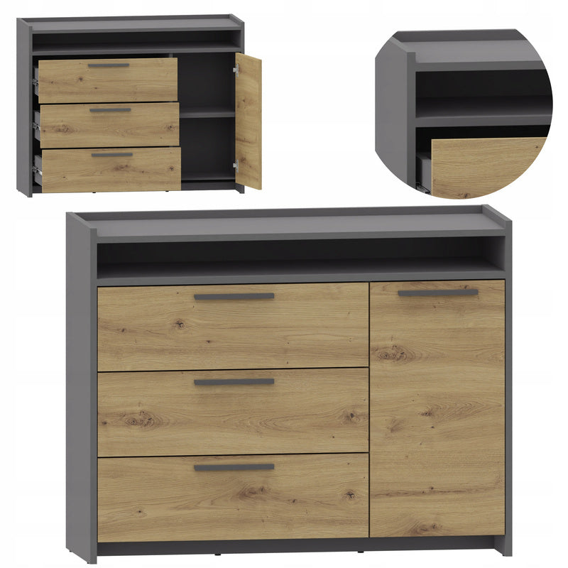Kledingkast – Garderobekast – Opbergkast – Linnenkast – Slaapkamerkast – Artisan-Anthracite Kleur – Hoogwaardig Gelamineerd Spaanplaat – Compacte Afmetingen 101,6x80,6x35,9 cm