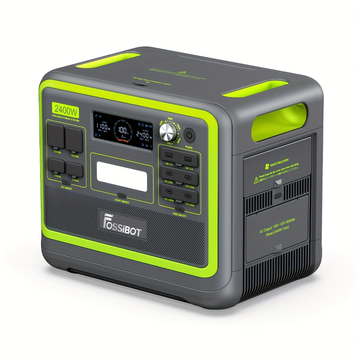 Powerstation – Draagbare Accu – Mobiele Generator – Zonne-energie Station – Noodstroomvoorziening – 2048Wh LiFePO4 Batterij – 2400W Continu Vermogen met 4800W Piek