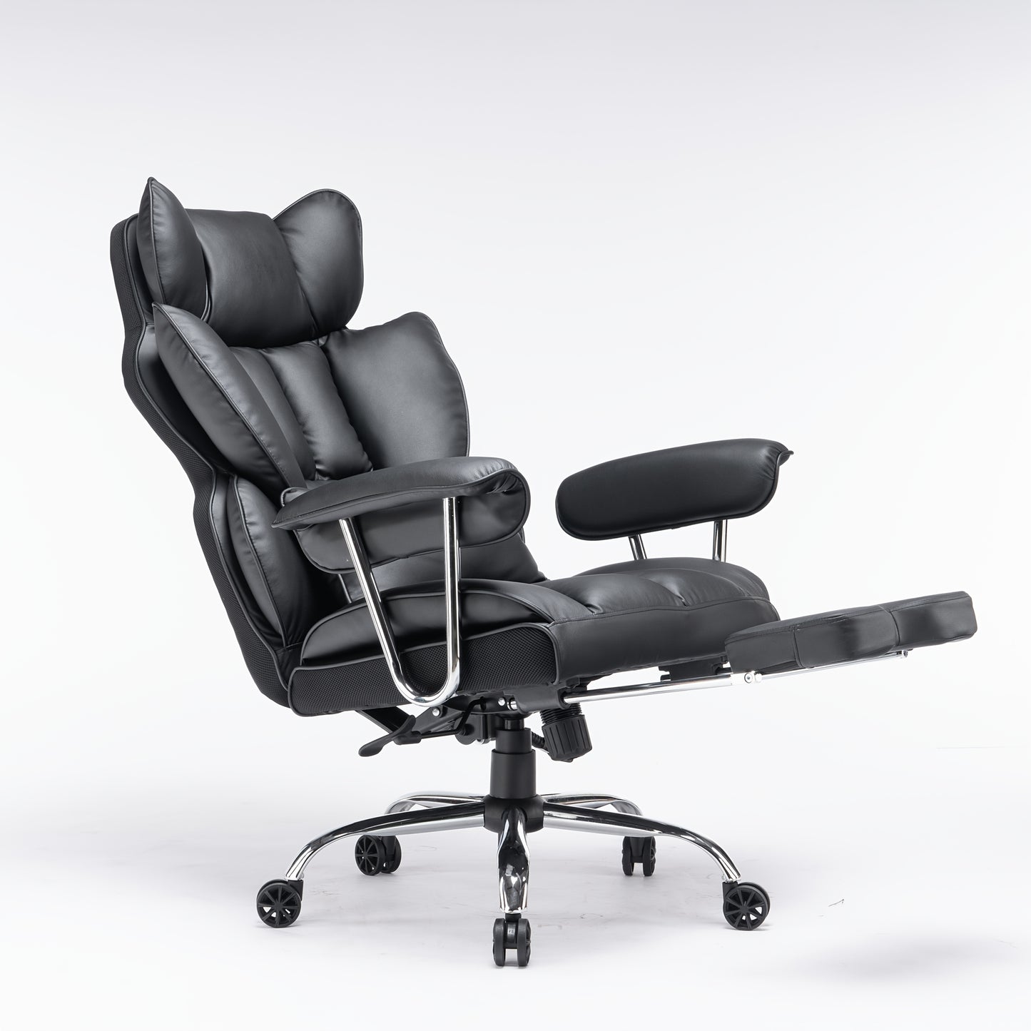 Bureaustoel – Office Chair – Desk Chair – Gaming Stoel – Werkstoel – Zwart – Draagkracht 400 kg – Verstelbare Rugleuning en Voetensteun