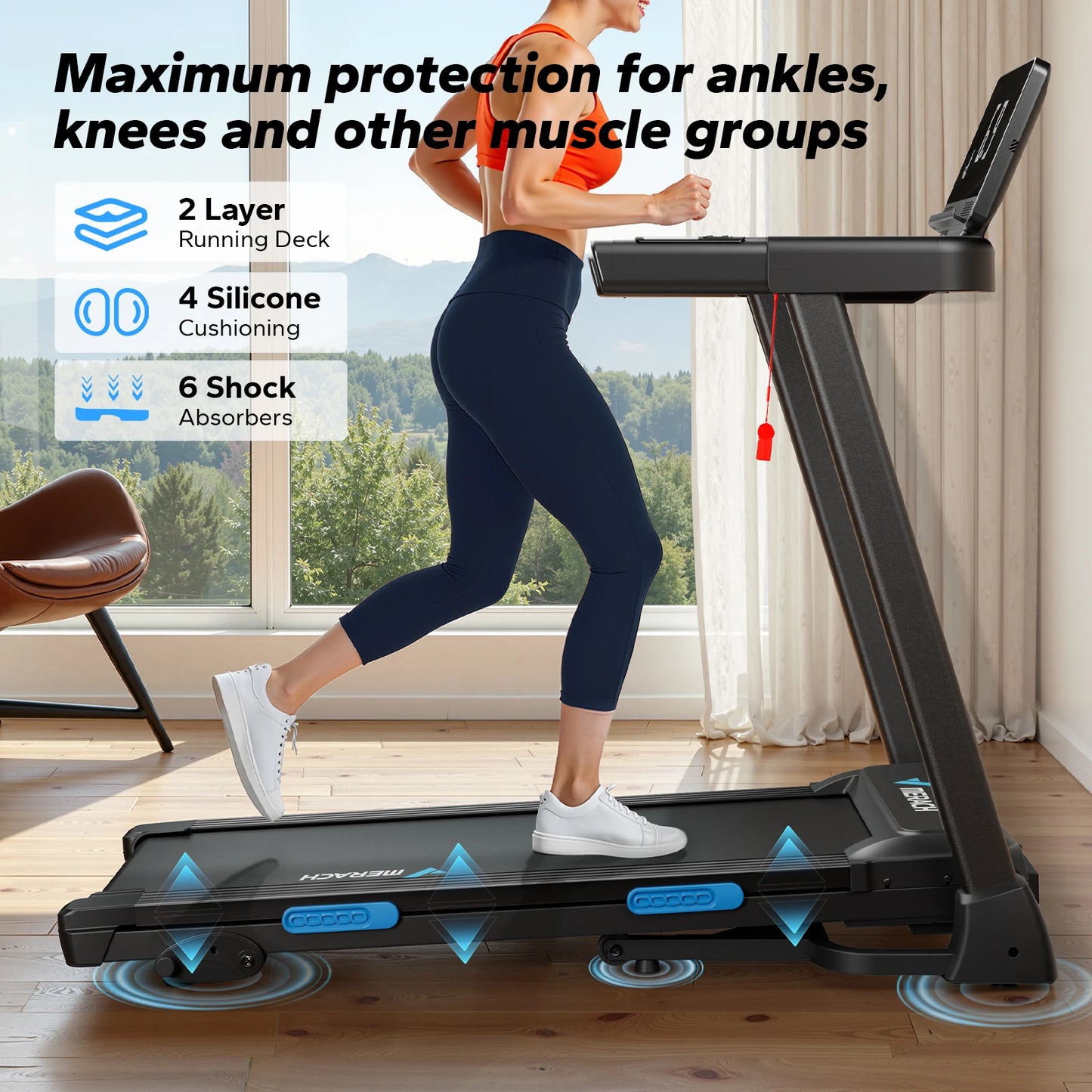 Opvouwbare Loopband – Elektrische Loopband – Thuis Fitnessapparaat – Compacte Hardloopband – Loopmachine – Verstelbare Hellingshoek – 41,3 x 16,5 Inch Loopvlak