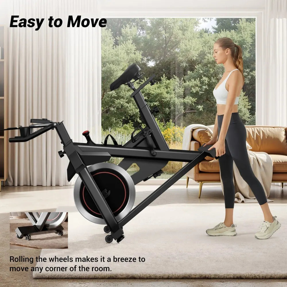 Hometrainer – Fitnessfiets – Trapfiets – Indoor Bike – Fitnessfiets Binnen – Stille Riemaandrijving – Extra Comfortabel Zadel met Ventilatie – LCD Display met Snelheid & Calorieënteller