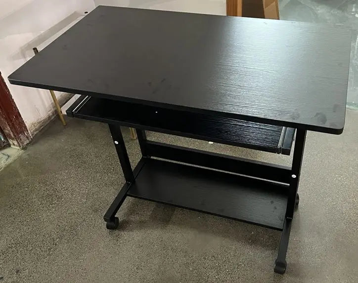 Bureautafel - Bureautafel voor Volwassenen - Bureautafel voor Computer - Computer bureau - Computer Tafel - Laptoptafel - Computerbureau met wielen - Hoogte verstelbaar - PC-tafel - Zwart