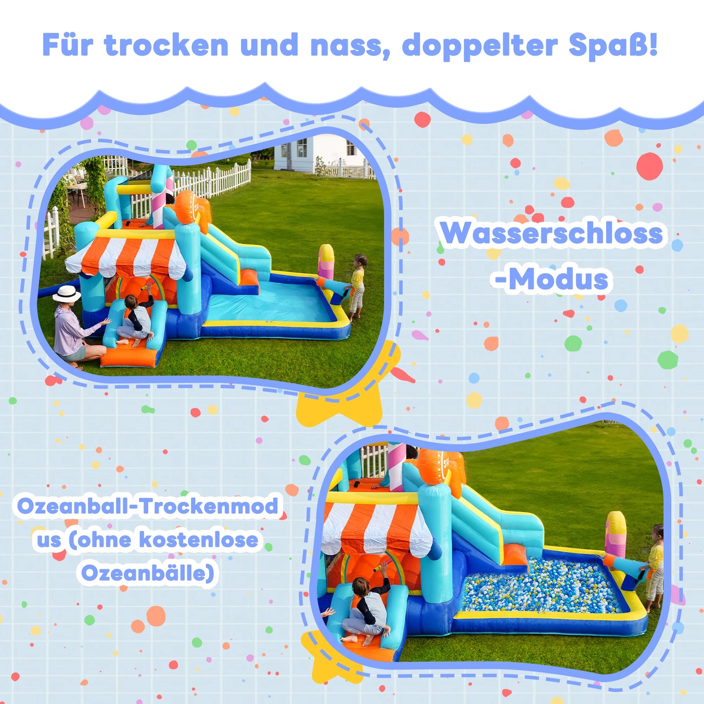 Opblaasbaar Speelparadijs – Waterglijbaan – Klimwand – Trampoline – Speeltuin – Dubbele Glijbanen – Duurzaam Oxford-Stof