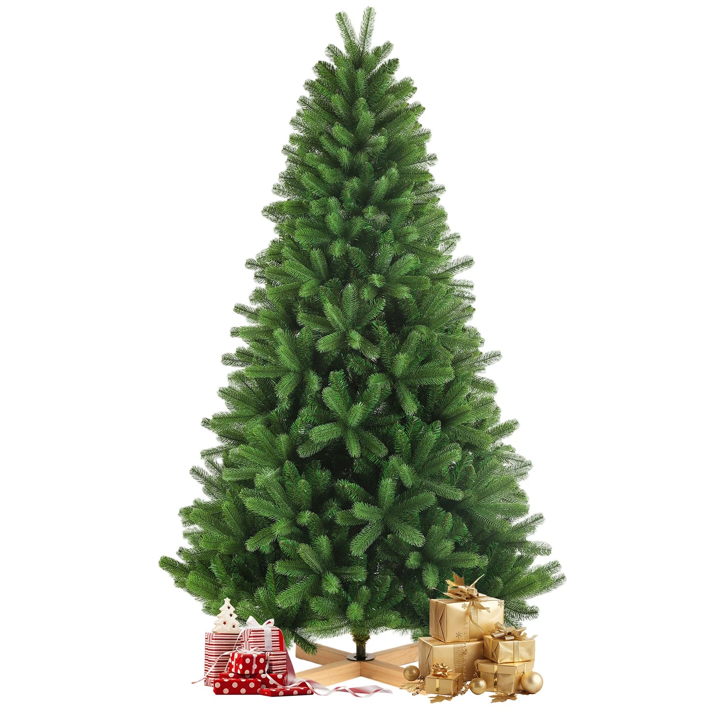 Kunstkerstboom met witte sneeuw – Kunstboom – Nep kerstboom – LED kerstboom – Kerstdecoratie – 235 cm hoog – Warmwitte LED verlichting met 8 standen