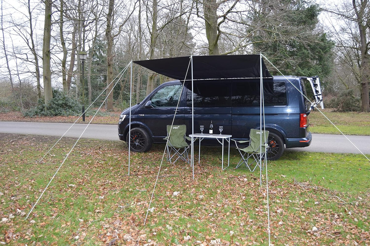 WILD EARTH SQUARE Zonneluifel voor Campers, Busombouwingen, Campers of Caravans 240cm x 240cm MEDIUM GRIJS