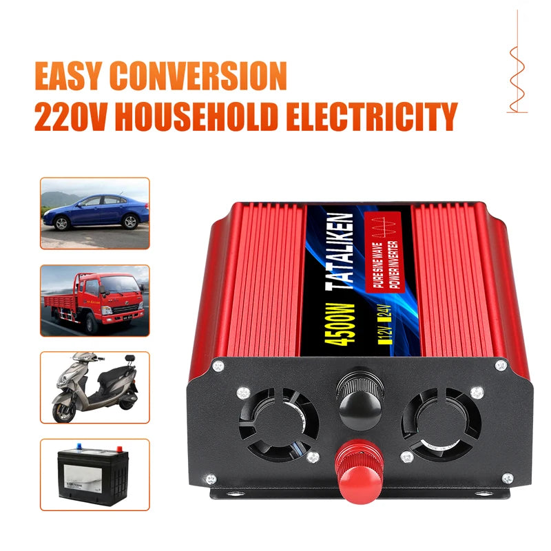 Omvormer – Inverter – Spanningsomzetter – Stroomomzetter – 2000W Continu Vermogen – 24V Naar 220V