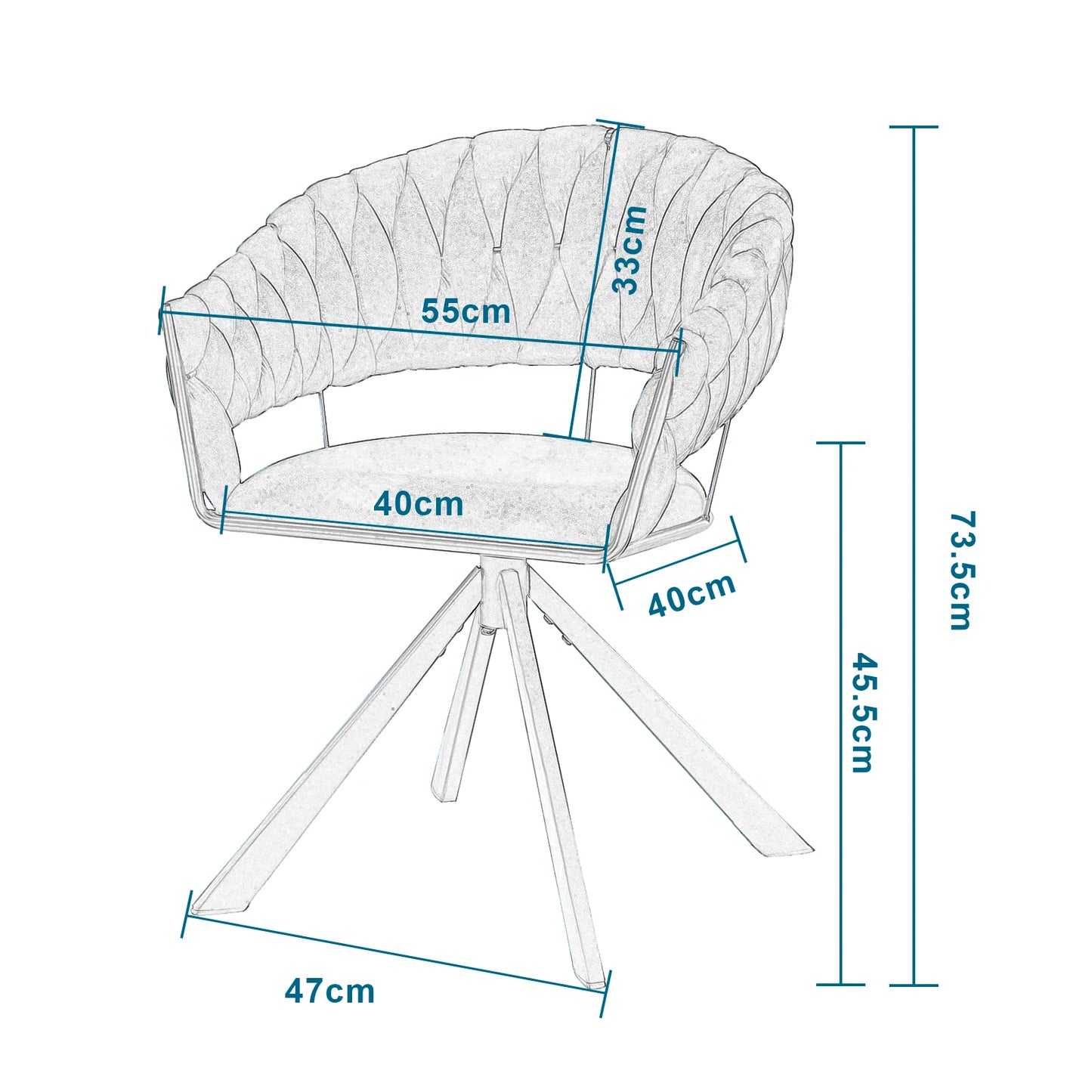 Draaibare Eetkamerstoelen - Moderne Fluwelen - Gestoffeerde Stoelen met Armleuning - Gewatteerd Comfort - Stoelen voor Keuken - Woonkamer of Slaapkamer - Set van 2 - Zwart