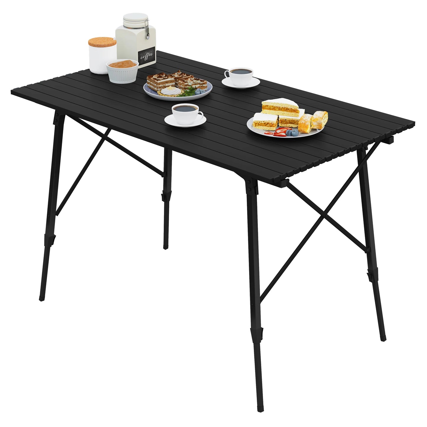 Campingtafel - Klaptafel - Picknicktafel - Campingtafel Inklapbaar - 120x68,5cm - Opvouwbare - Aluminium - In Hoogte Verstelbaar, Inclusief Draagtas - voor 4-6 Personen - Zilver