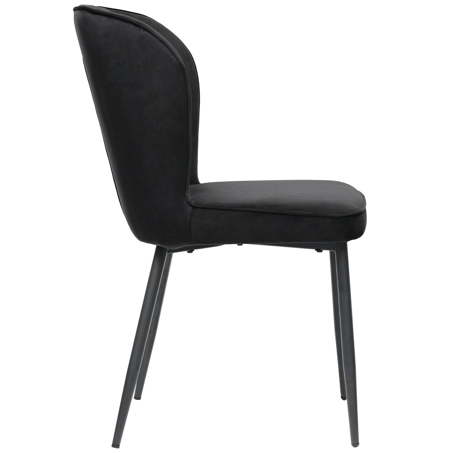 Eetkamerstoel – Set van 4 - Stoel Voor Eetkamer – Bureaustoel – Extra Zitplaats – Metalen Frame – Fluwelen Bekleding – Hoge Dichtheid Schuim - Zwart