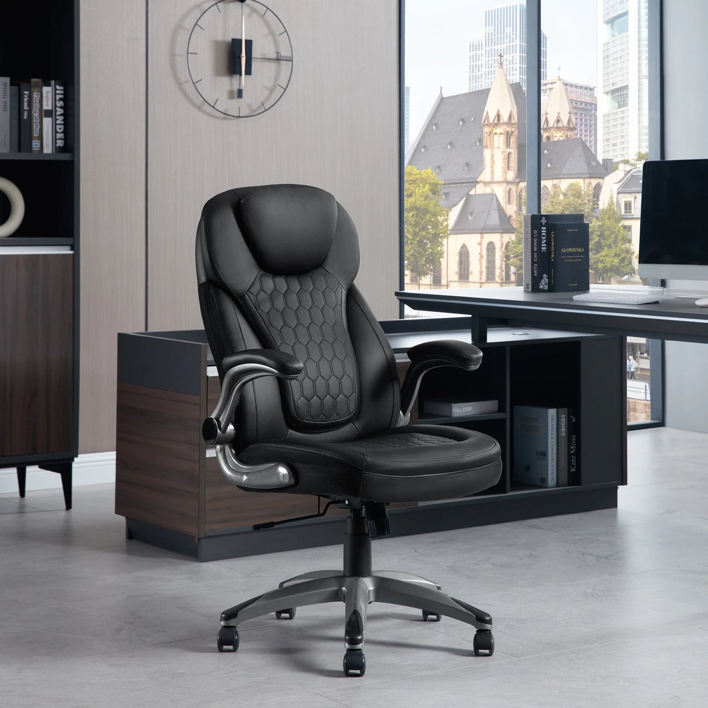 Bureaustoel - Swivel Stoel - met Hoofdsteun - Verstelbare - Rugleuning - Ergonomische - Draaibare - 67.5 x 73 x 110.5-120 cm - Zwart