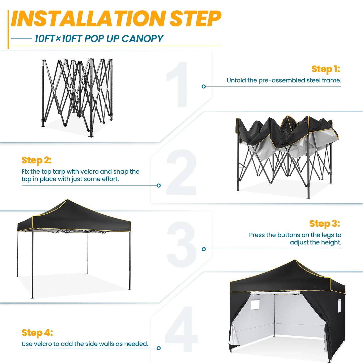 Tuinpaviljoen – Partytent – Opvouwbare Tuinfeesttent – Overkapping – Feesttent – 3x3 Meter – Water- En UV-Bestendig - Zwart