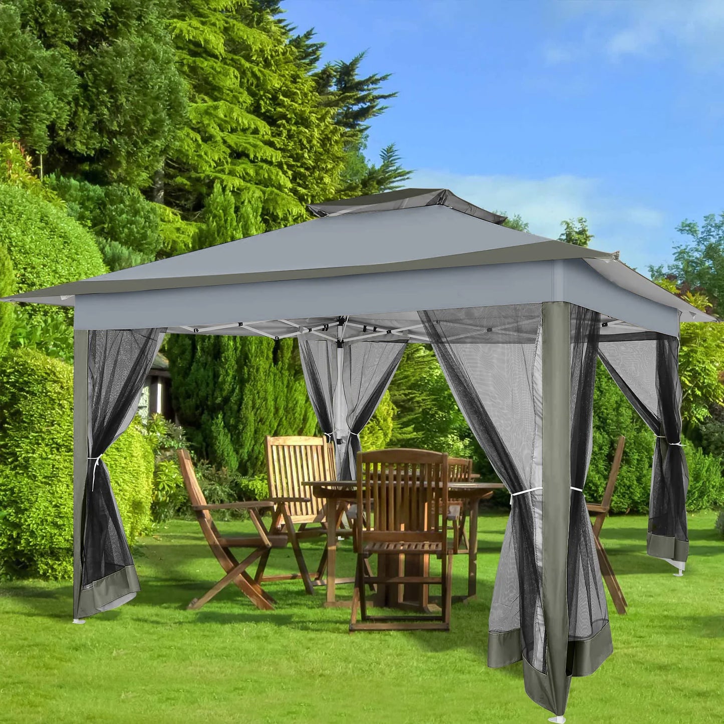 Pop-Up Tuinpaviljoen – Tuin Overkapping – Buiten Tent – Schaduwdoek – UV-Bescherming – Waterafstotend – 3x3 Meter - QUORE