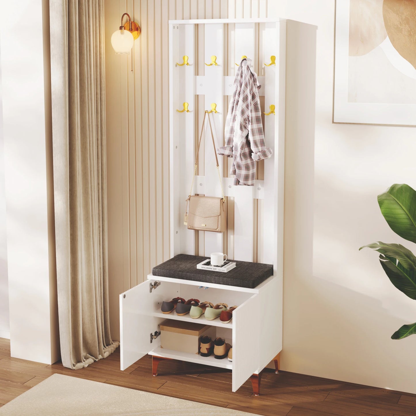 Kledingkast – Garderobekast – Opbergkast – Halmeubel – Push-To-Open Deuren – Verstelbare Planken – Soft-Close Scharnieren - 60.5 x 180.5 x35.2 cm - Wit