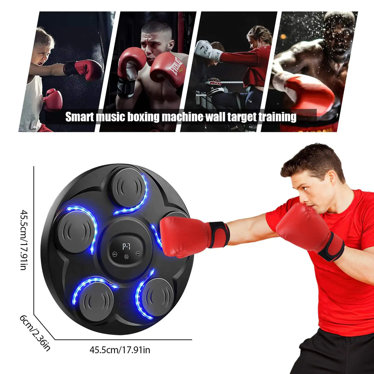 7 Speed Music Boxing Machine Smart Bluetooth-Compatible Musical Boxing Machine with Boxing Gloves Wall-Mounted Boxing Machine