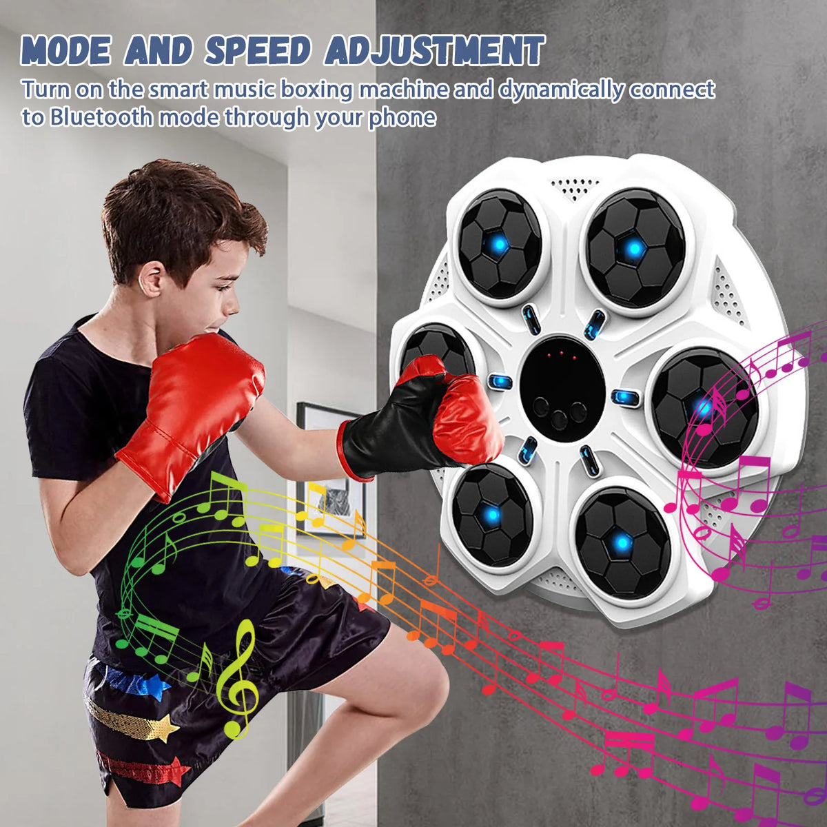 New Smart Music Boxing Machine Home Wall Target Trainer Games Toys Children Decompression With Bluetooth 3 Speed Boxing Machine