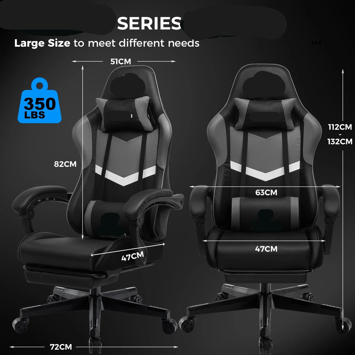 Ergonomische Gamingstoel – Bureaustoel – Gamestoel – Relaxstoel – Thuiswerkstoel – Verstelbare Rugleuning 135° – Ingebouwde Voetensteun - Wit - QUORE