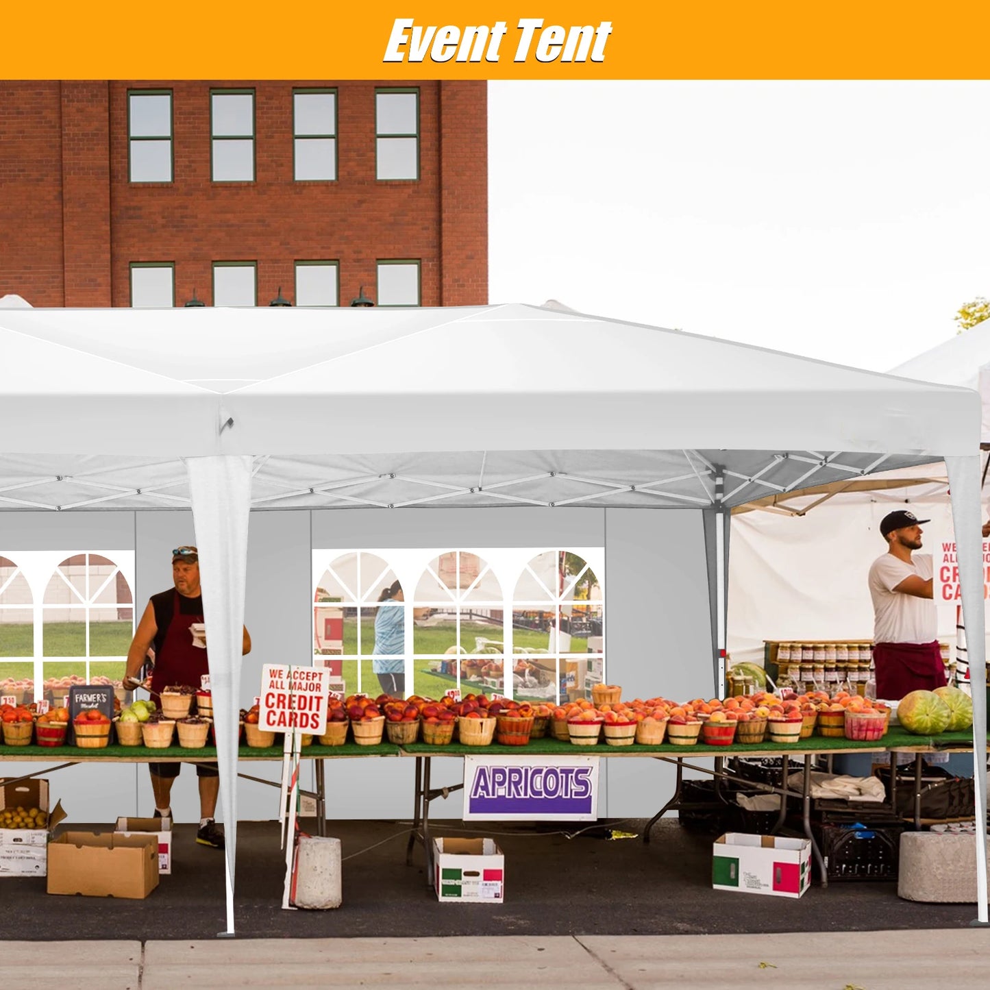 Pop-Up Partytent – Pop-Up Tent – Gazebo – Evenemententent – Feesttent – Waterdichte Oxford-Kap – 3x6 Meter – Met 6 Afneembare Zijwanden - Wit - QUORE