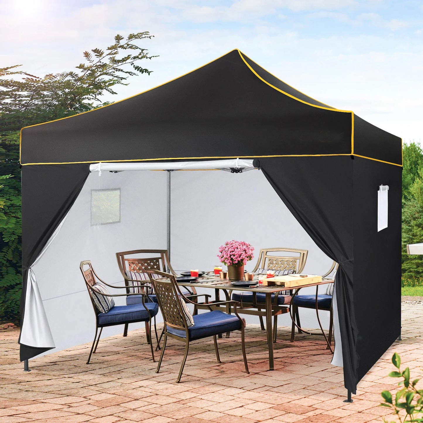 Partytent – Schaduwdoek – Vouwtent – Waterdicht Frame – UPF 50+ Zonbescherming - 3x3 m - Zwart