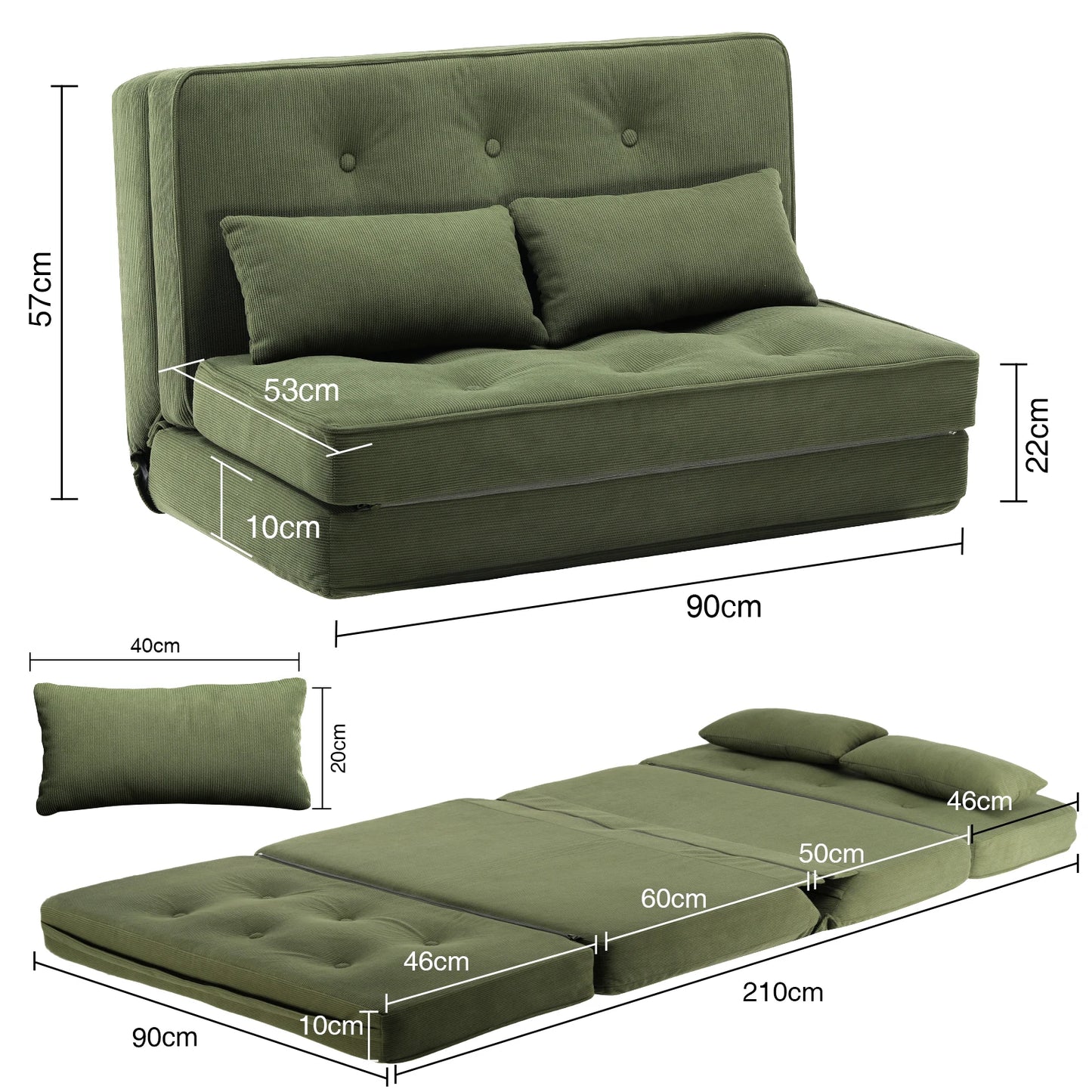 Slaapbank – Bedbank – Sofa Bed – Logeerbed – Zetelbed – 2-Persoons – 6-Standen Verstelbare Rugleuning – Ademend Linnen Materiaal - QUORE