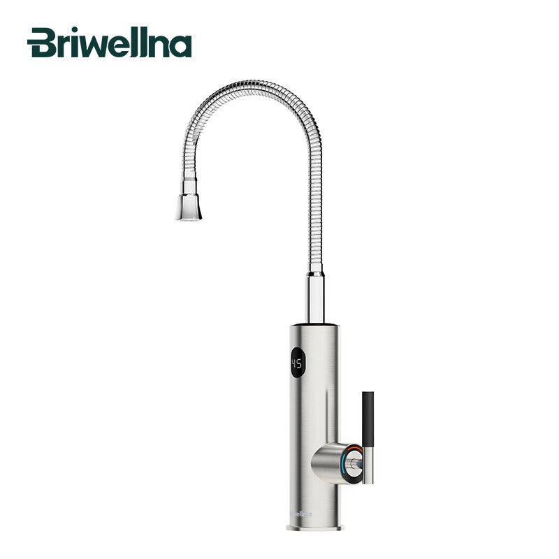 Briwellna - Elektrische keukenkraan - Keukenkranen keukenkraan met Uittrekbare Uitloop - 220V - Verwarmingskraan - Elektrische doorstroomwaterverwarmer met snoer - Roestvrij staal - QUORE