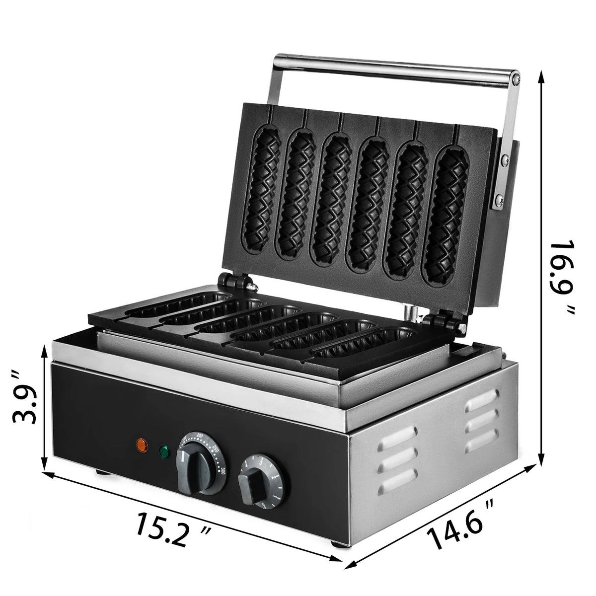 Vevor - WM227 - Wafelijzer - met indicatielampje - Anti-aanbak - houten handgrepen - 1500W - 220V - Zwart - QUORE