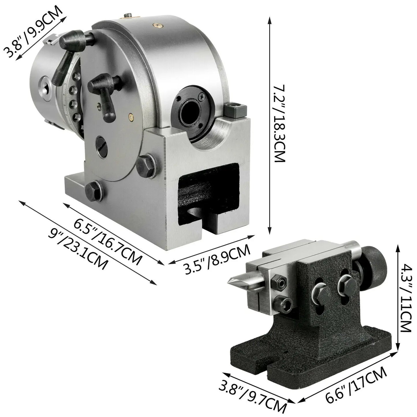 Verstelbare Verdeelkop – Indexering – Freesaccessoire – Precisiehulpmiddel – Machinegereedschap – Lasergegraveerde Schaal – Metalen Constructie