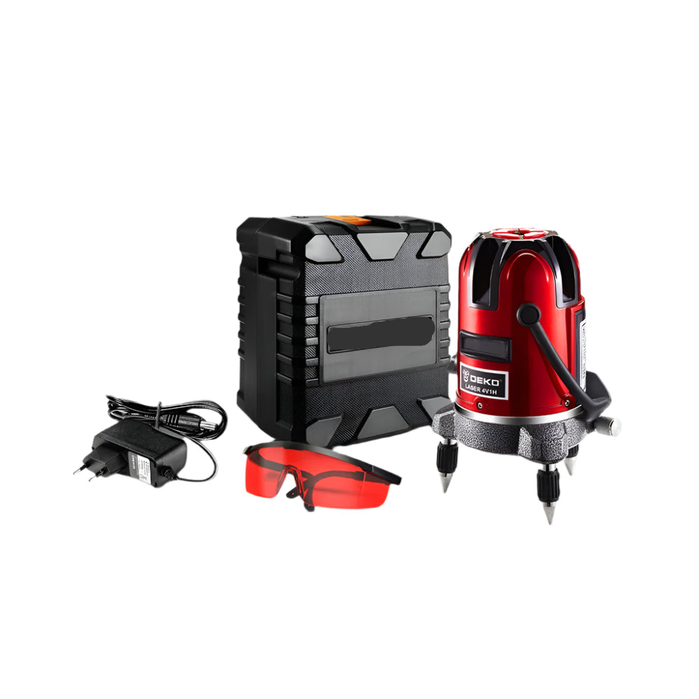 Laser Level - Zelfnivellerend - Horizontaal en verticaal - 360 graden aanpassing - Hogere zichtbaarheid - 5 lijnen - Golflengte 635 nm - IP54 - Rood - QUORE