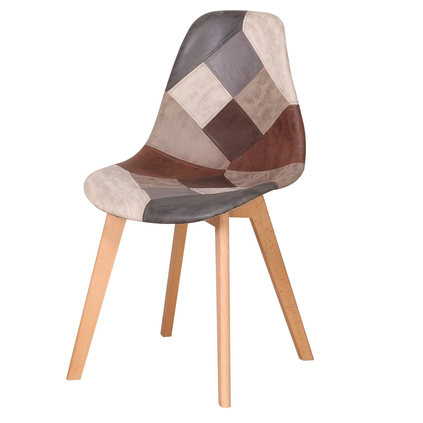 Eetkamerstoelen – Patchwork Stoelen – Comfortabele Stoelen – Houten Stoelen – Stevige Constructie – 46x40x85 Cm – Draaggewicht 100 Kg