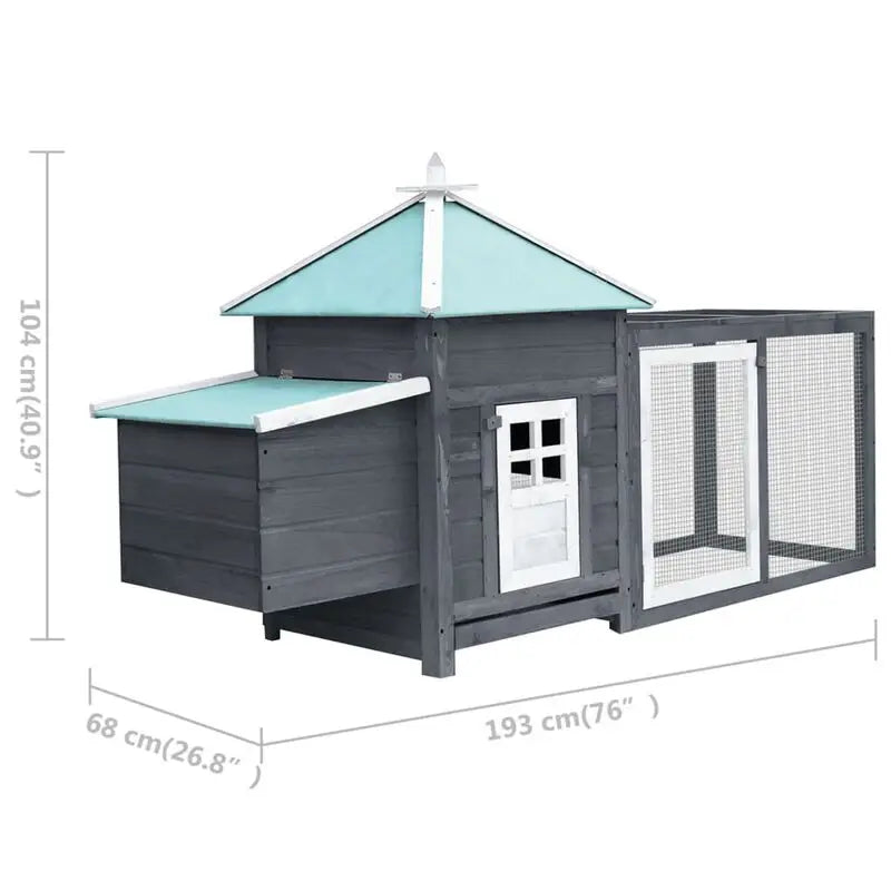 Kippenhok - Kippenren - Kippenhokken - Inloop Kippenren - Waterdicht Dak - 193x68x104cm - Houten Buitenhok - voor Pluimvee - Kastanjebruin