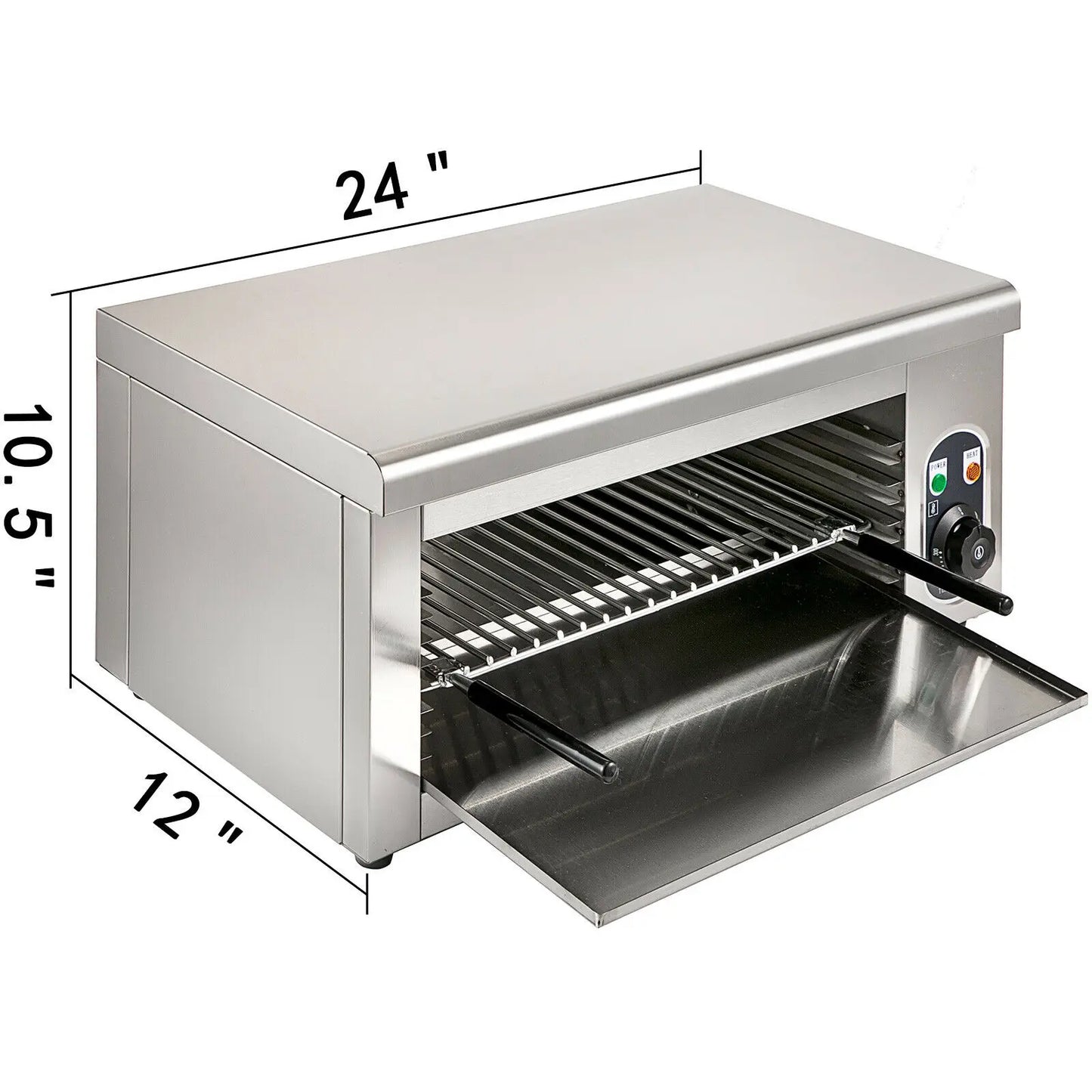 Elektrische Salamander Oven – Grill Oven – Tosti Oven – Gratineren Oven – Roestvrij Staal – Verstelbare Temperatuur – Uittrekbare Olieopvangplaat