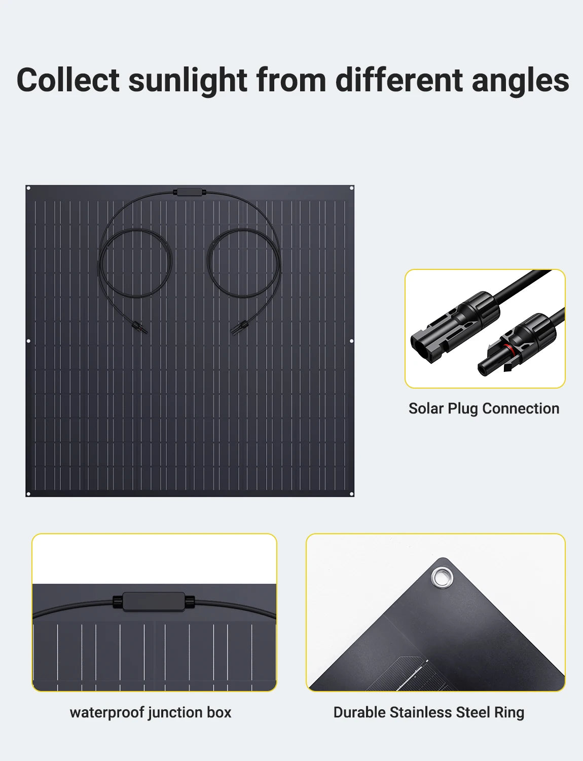 Flexibel Zonnepaneel – Lichtgewicht – Dun – Weerbestendig – Mobiel – 240 Watt Vermogen – 18% Efficiëntie
