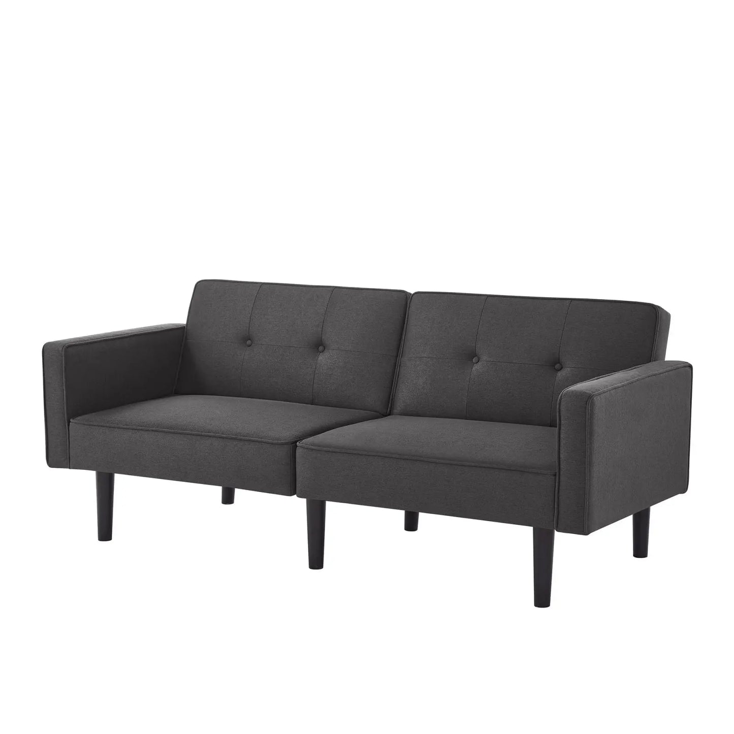 Slaapbank – Bedbank – Bankbed – Uitklapbaar – Multifunctioneel – Verstelbare Rugleuningen – Katoenen Linnen - 176 x 76 x 74 cm - Zwart