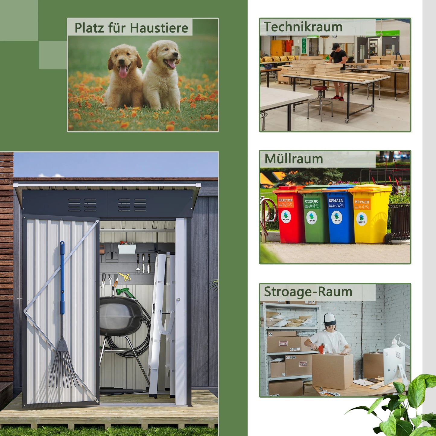 Tuinhuis – Tuinschuur – Berging – Opslag – Buitenhuis – Zwart – Waterbestendig Met Pultdak – Ventilatieopening
