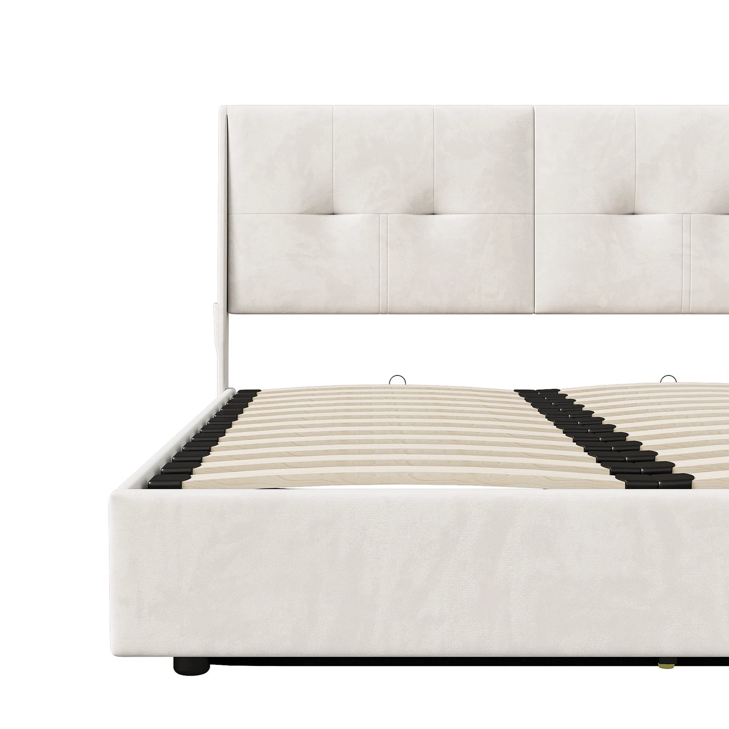 Led Boxspringbed – Boxspringbed Met Led Verlichting – Opbergbed – Slaapbed – Velours Bekleding – Verstelbare Led Lichtstrips – Gasveer Opbergruimte