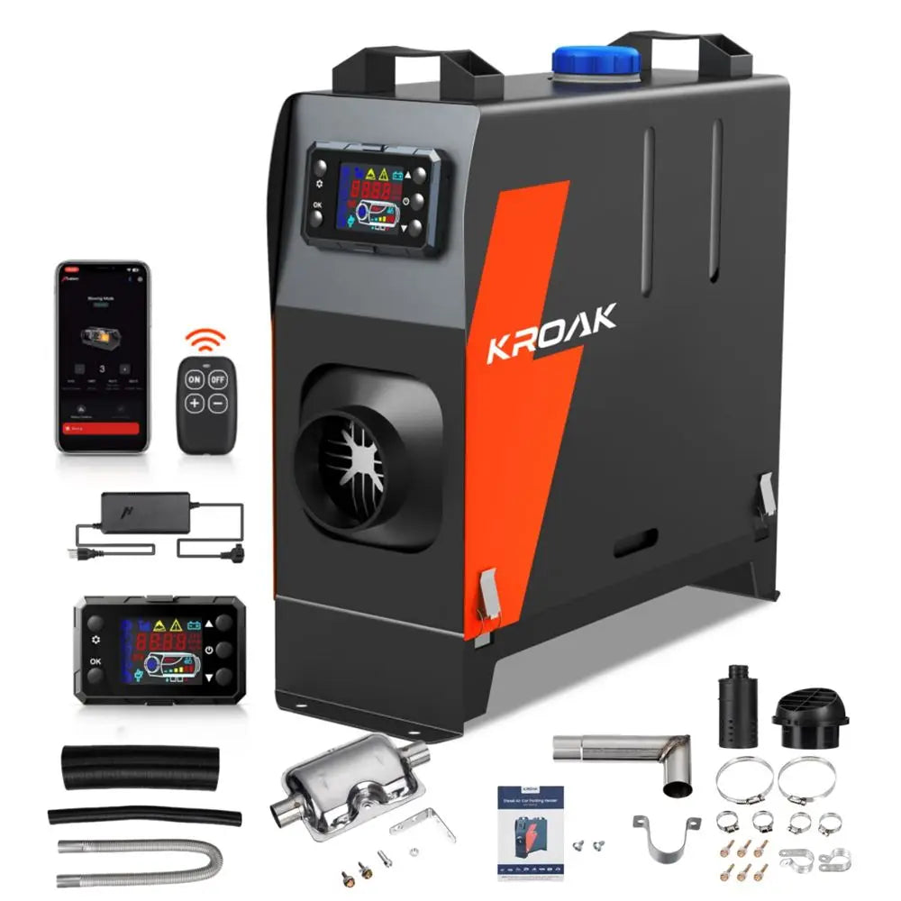 Dieselverwarmer – Diesel kachel – Parkeerverwarmer – 12V luchtverwarmer – Mobiele heater – Snelle opwarming binnen 10 minuten – Stil en energiezuinig met Bluetooth bediening - QUORE
