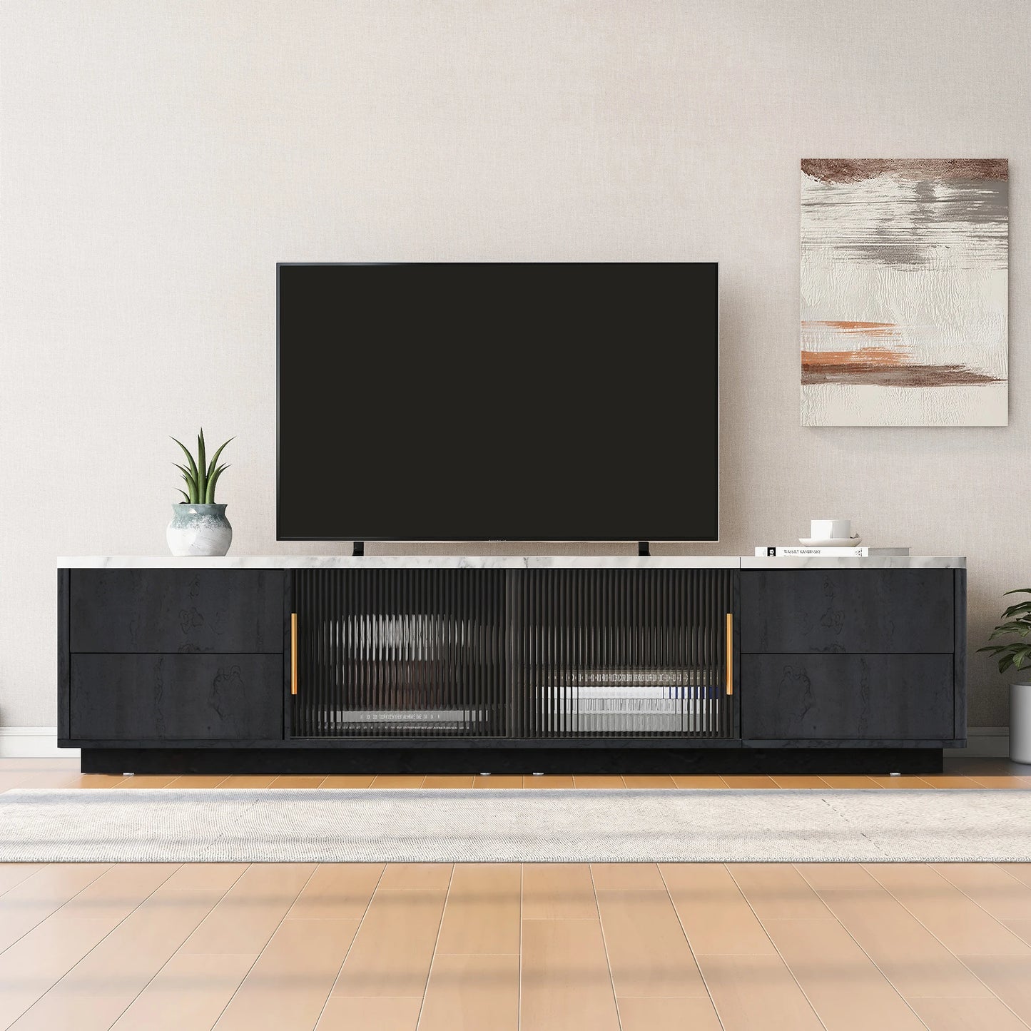TV-Meubel – Tv-Kast – Mediameubel – Tv-Stand – Voor Televisies Tot 70 Inch – Marmeren Blad – Kabelmanagement