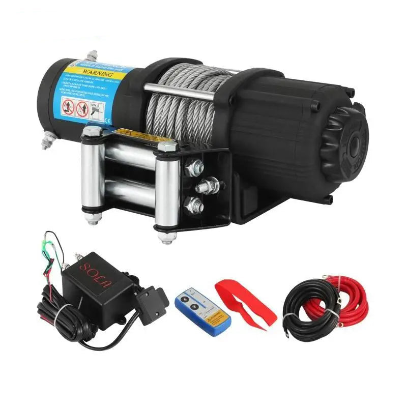 Electric Winch - Winch - Tackle - Electric Hoist - Wire Rope Winch - 4000lbs - with 10M Cable - with Wireless Control - for ATV Truck Off Road