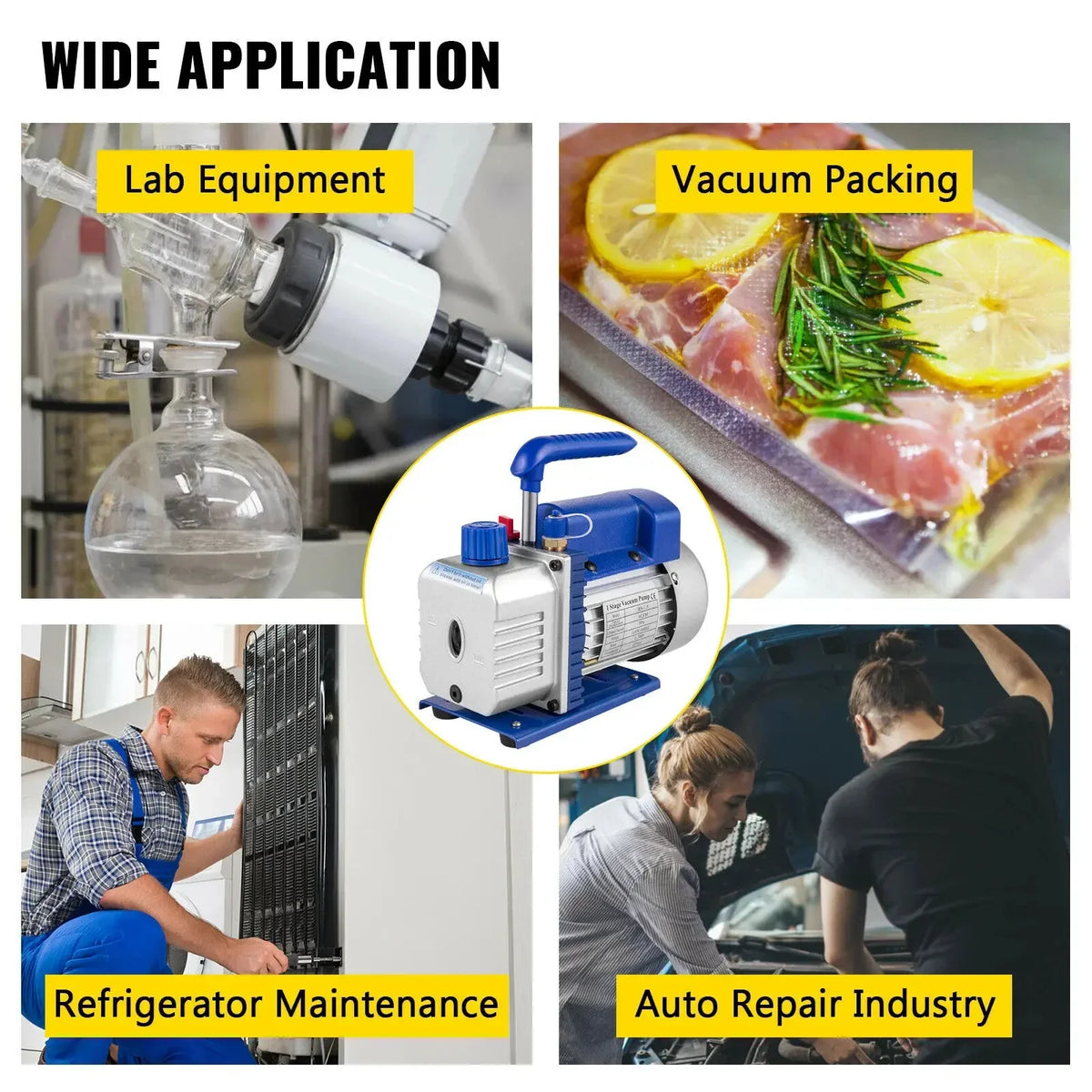 Vevor - Vacuum Pump - Refrigerant Vacuum Pump - Refrigeration Tools - HVAC Refrigeration - 4000Psi - 3CFM 1-4HP Gauge, with Gauge - Blue