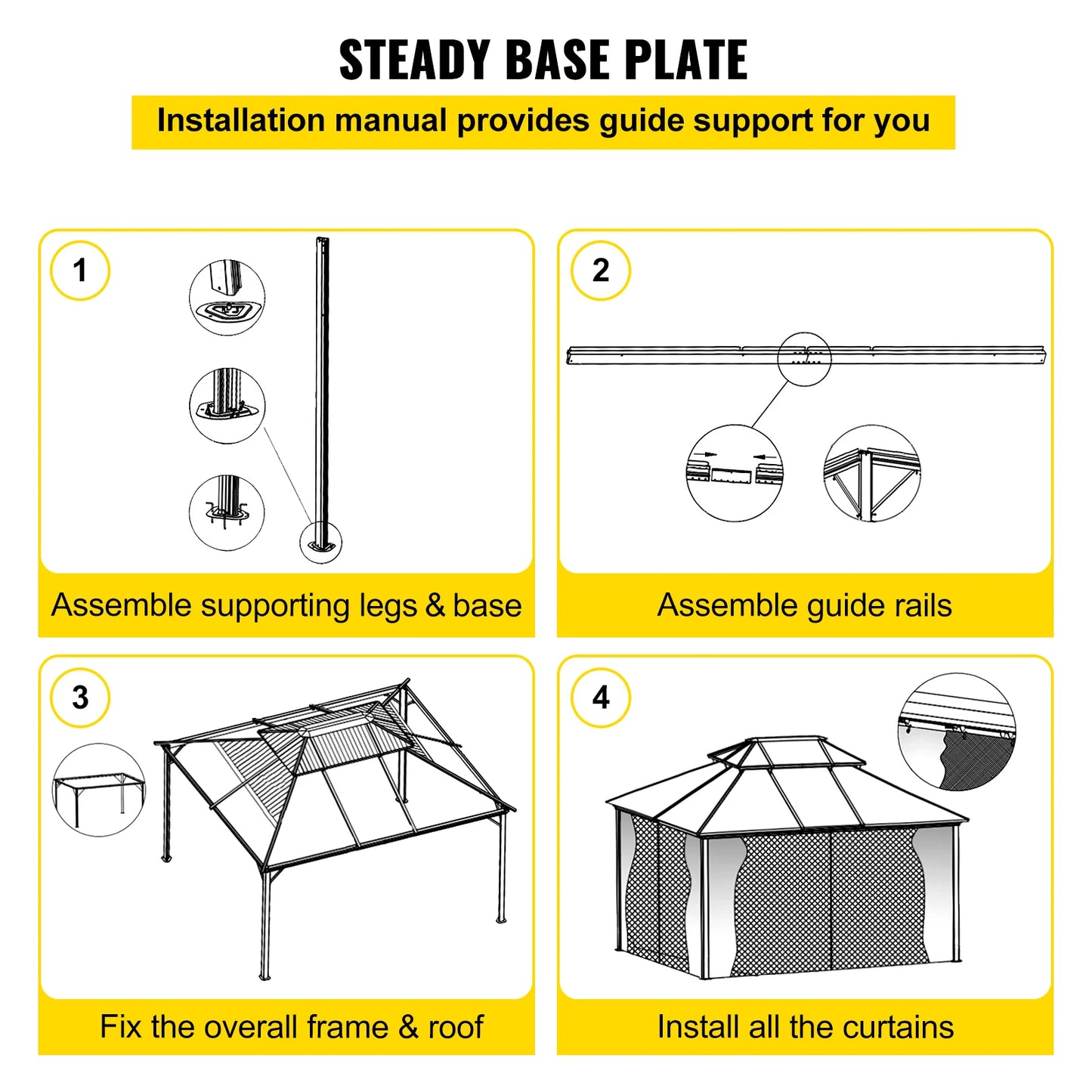 Tuinkoepel – Tuin Overkapping – Buiten Tent – Beschutte Ruimte – Waterdicht Dak – Aluminium Frame – Insectenwerende Netten - 10 x 10 voet