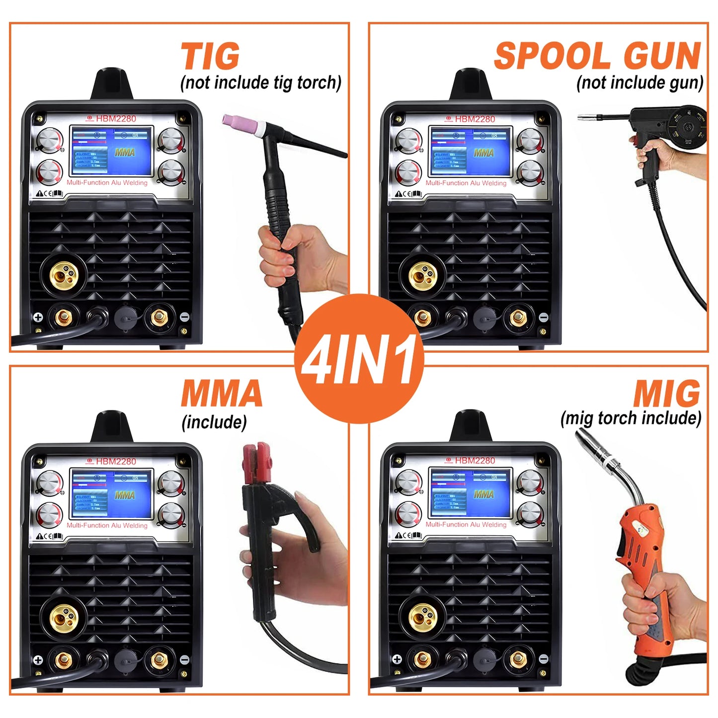 Elektrode Lasmachine - Lasmachine - Lasapparaat - Digitaal Inverterlassen - Draagbare - met 26V - MIG - MMA - ARC - LIFT TIG Inverter - 220V 50/60 Hz - 42.5 x 18.3 x 29 cm - Zwart