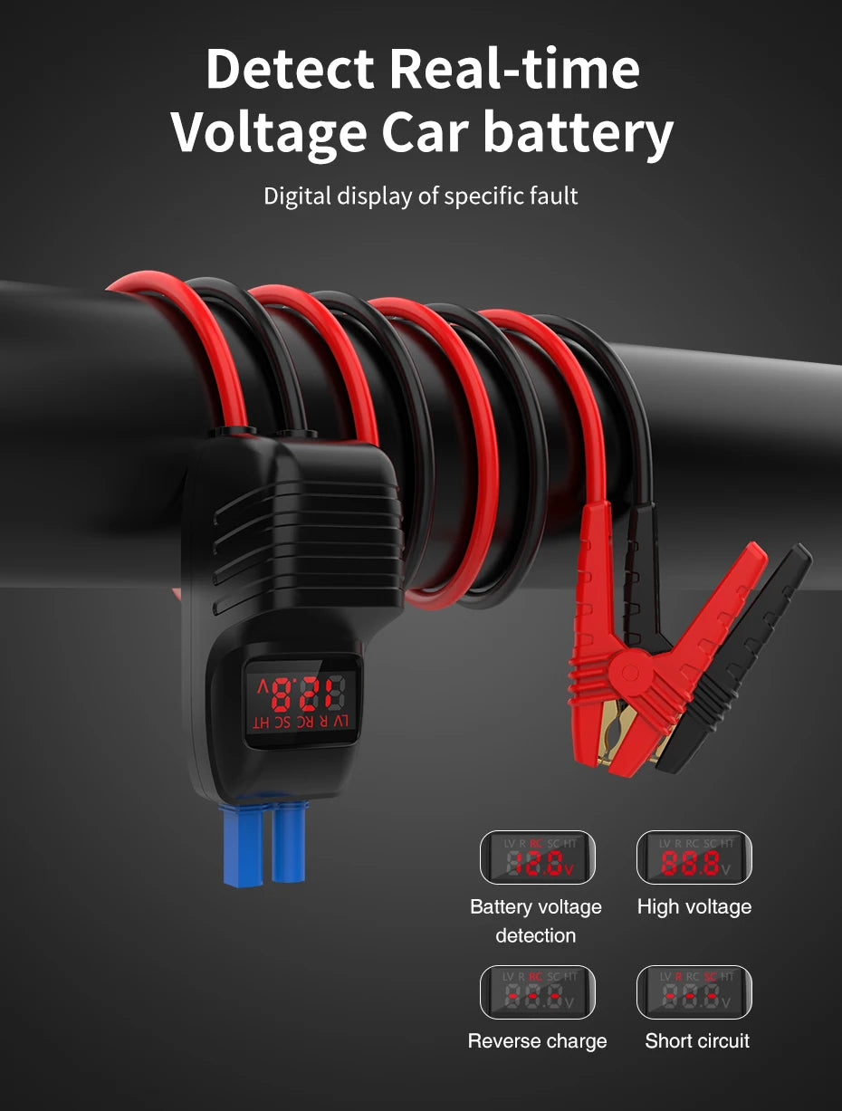 Jumpstarter - Car Jumpstarter - 10W - 2500A - Car Starting Device - Jumpstarter with Powerbank, SOS Emergency Light, Wireless Charging & Safety Hammer - Black