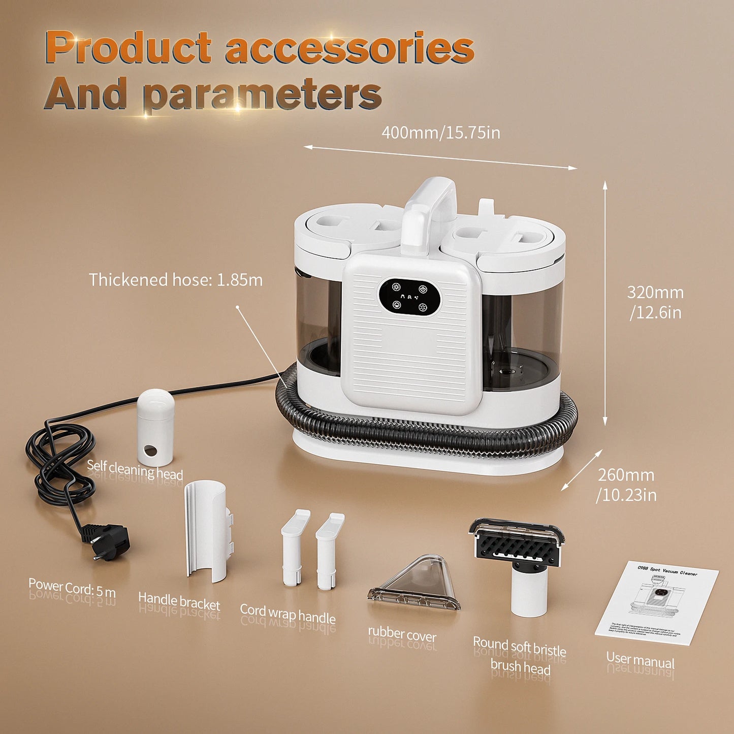 Handstoomreiniger – Stoomreiniger – Tapijtreiniger – Autostoelreiniger – 1400W Motor – 15000 Pa Zuigkracht