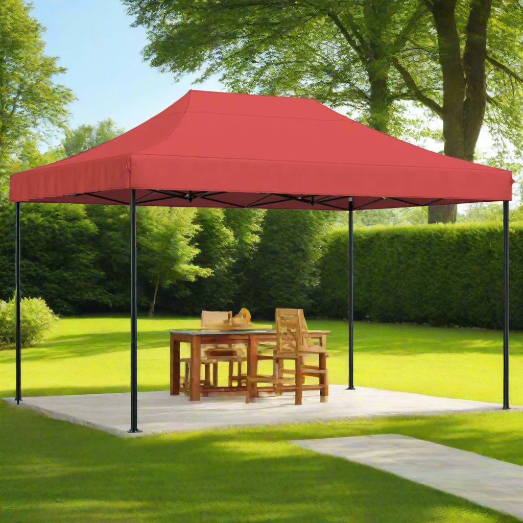 Opvouwbare Partytent – Tuinpaviljoen – Partytent – Tuientent – Feesttent – Kampeertent – Beschuttende Tent – 410x279x315 Cm – Waterdicht Oxford Polyester – Stalen Frame - Rood